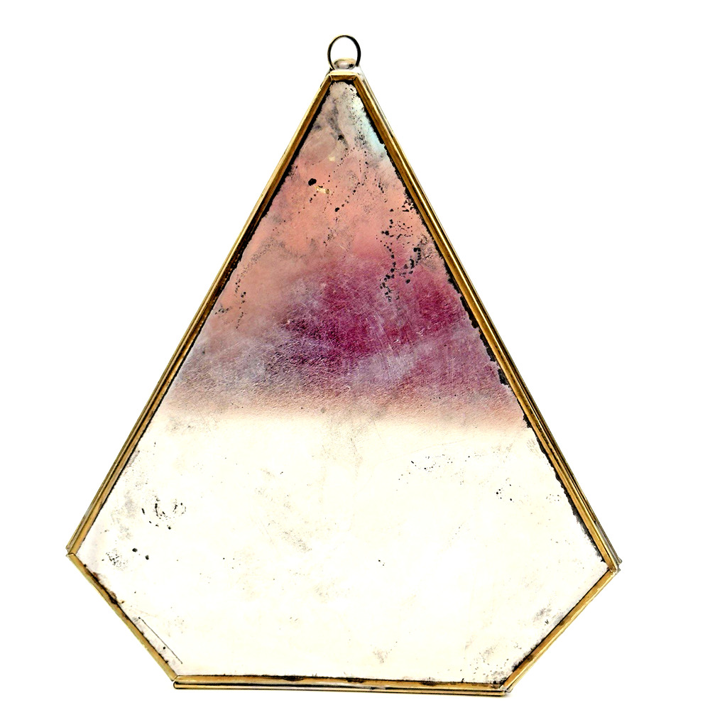 Brass Glass Terrarium Candle Holder Vintage 70s Table Top Hanging Mirrored Back - Picture 3 of 9